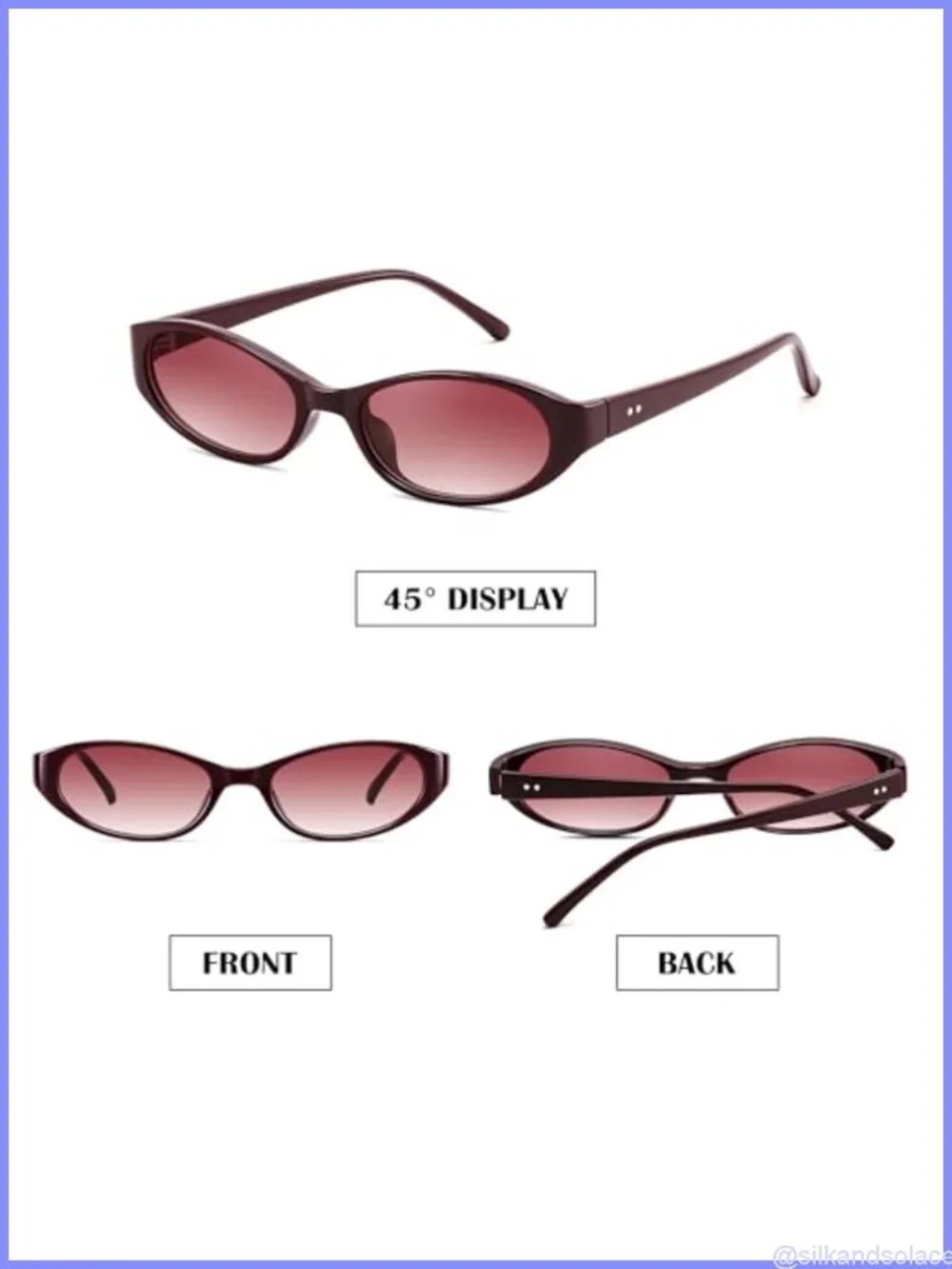 Retro Oval Cat Eye Sunglasses Small Face Slim UV400 Y2K Sunnies